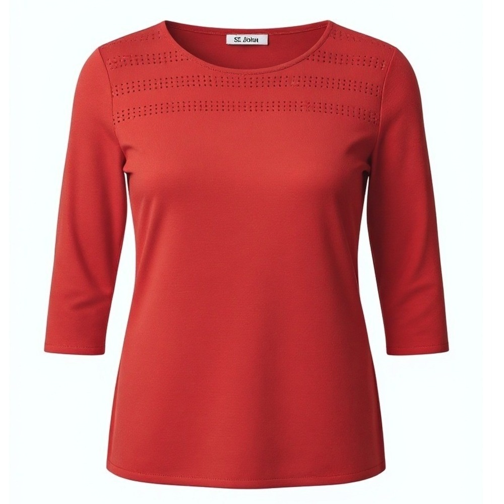St. John Collection Old Money Prep Womens Size Large Perforated Santana Knit Top